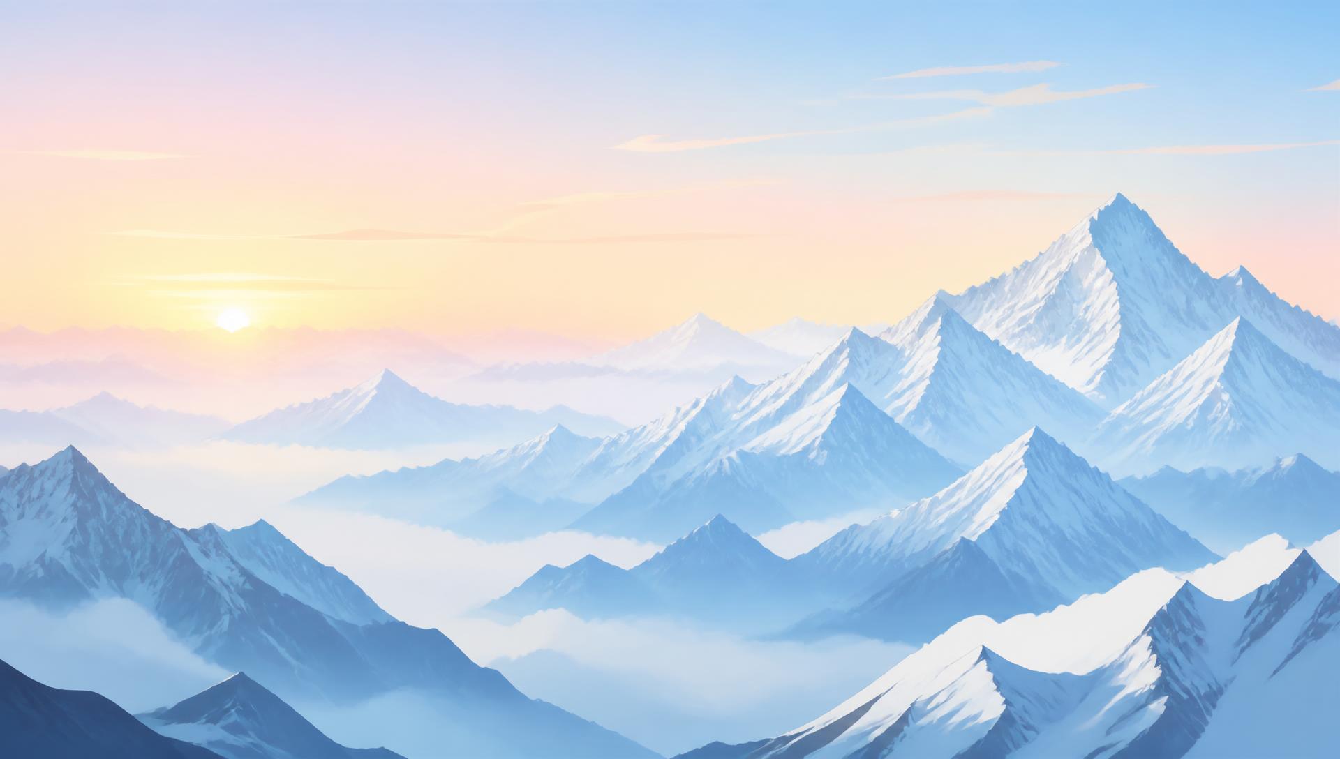 Layered Himalayan ridgelines at dawn above a sea of mist